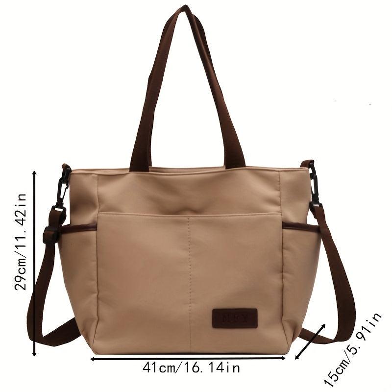 Retro Large Capacity Tote Bag Block Shoulder Bag Women's Casual Handbag