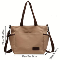 Retro Large Capacity Tote Bag Block Shoulder Bag Women's Casual Handbag