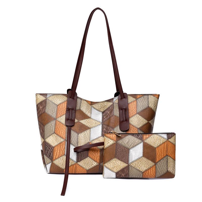 Colorful Plaid Tote Handbag Large Capacity Stylish Bag