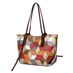 Colorful Plaid Tote Handbag Large Capacity Stylish Bag