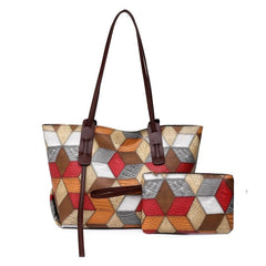 Colorful Plaid Tote Handbag Large Capacity Stylish Bag