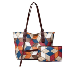 Colorful Plaid Tote Handbag Large Capacity Stylish Bag