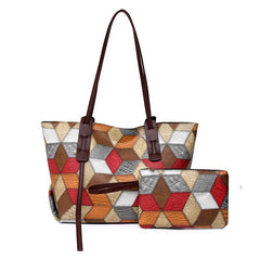 Colorful Plaid Tote Handbag Large Capacity Stylish Bag