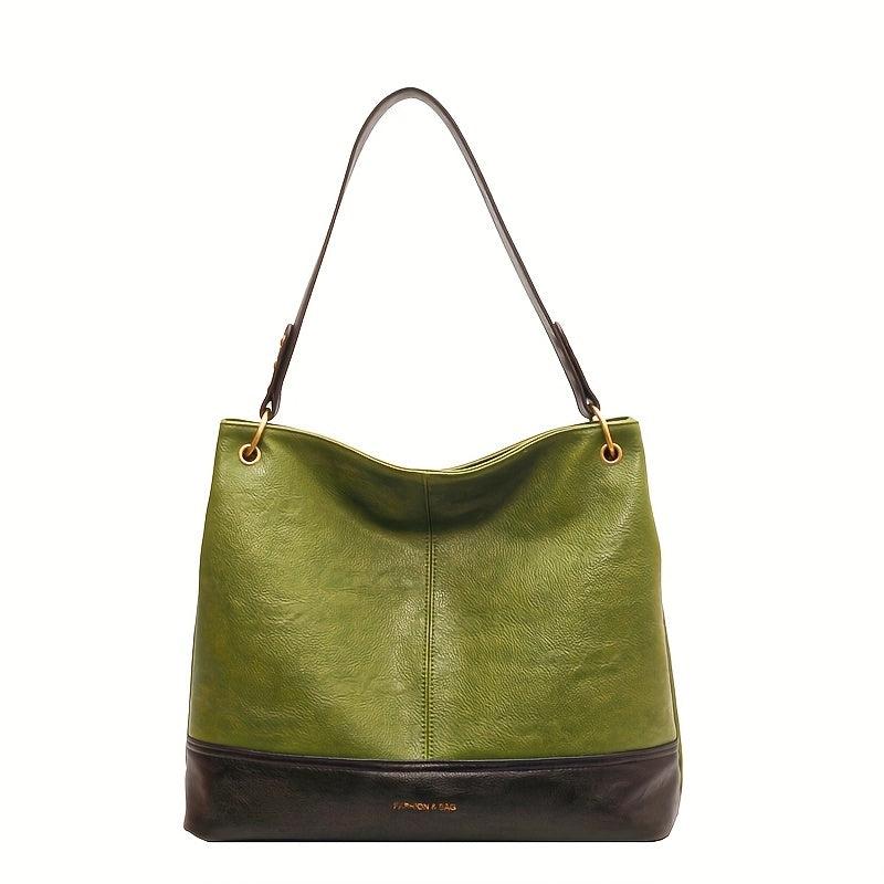 Vintage Contrast Hobo Bag Large Capacity Tote Bag Women's Shoulder Bag