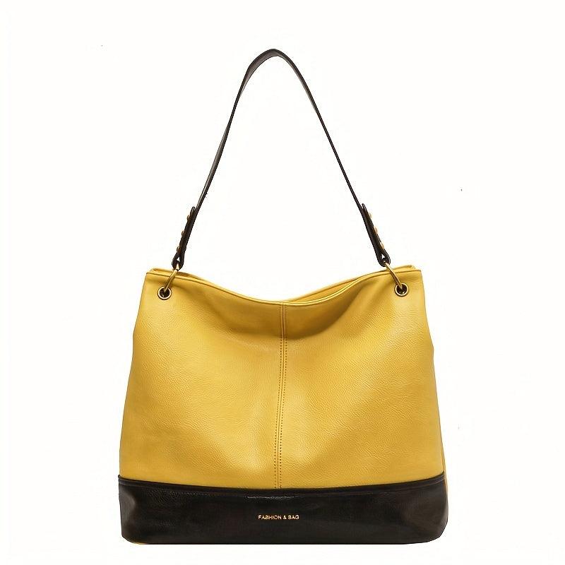 Vintage Contrast Hobo Bag Large Capacity Tote Bag Women's Shoulder Bag