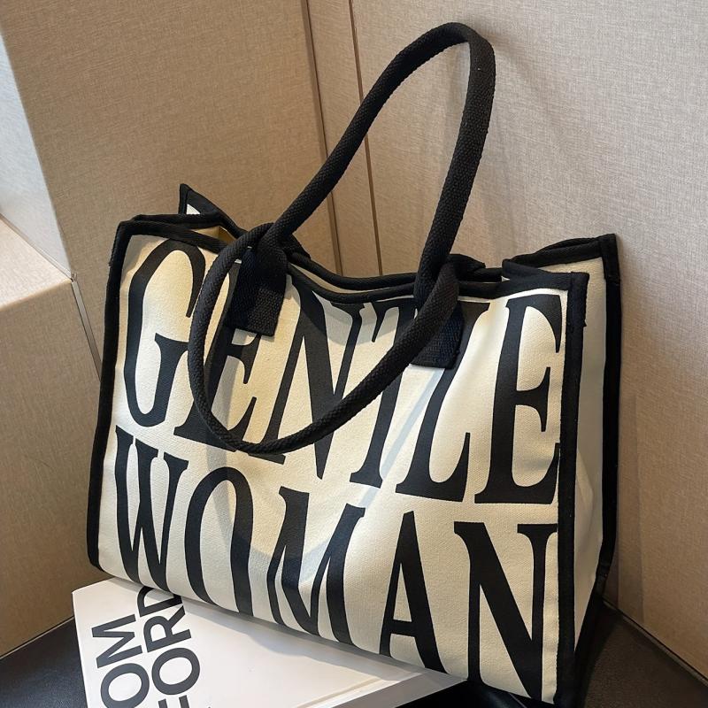 Stylish Letter Print Tote Bag Large Capacity Shoulder Bag For Work