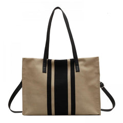 Large Capacity Canvas Shoulder Bag Zipper Commuter Tote Bag
