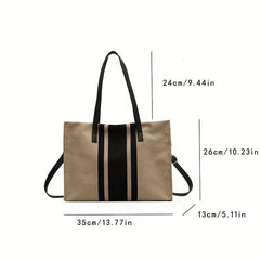 Large Capacity Canvas Shoulder Bag Zipper Commuter Tote Bag