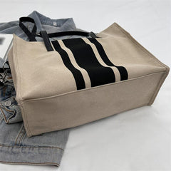 Large Capacity Canvas Shoulder Bag Zipper Commuter Tote Bag