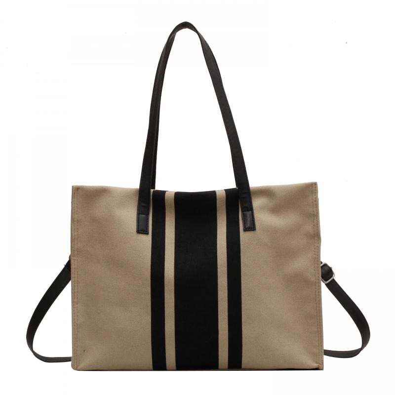 Large Capacity Canvas Shoulder Bag Zipper Commuter Tote Bag