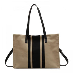 Large Capacity Canvas Shoulder Bag Zipper Commuter Tote Bag