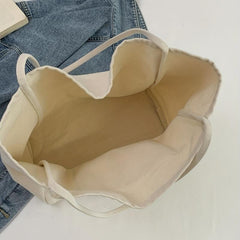 Minimalist Canvas Tote Shoulder Bag Large Capacity Lightweight Handbag