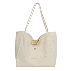 Minimalist Canvas Tote Shoulder Bag Large Capacity Lightweight Handbag