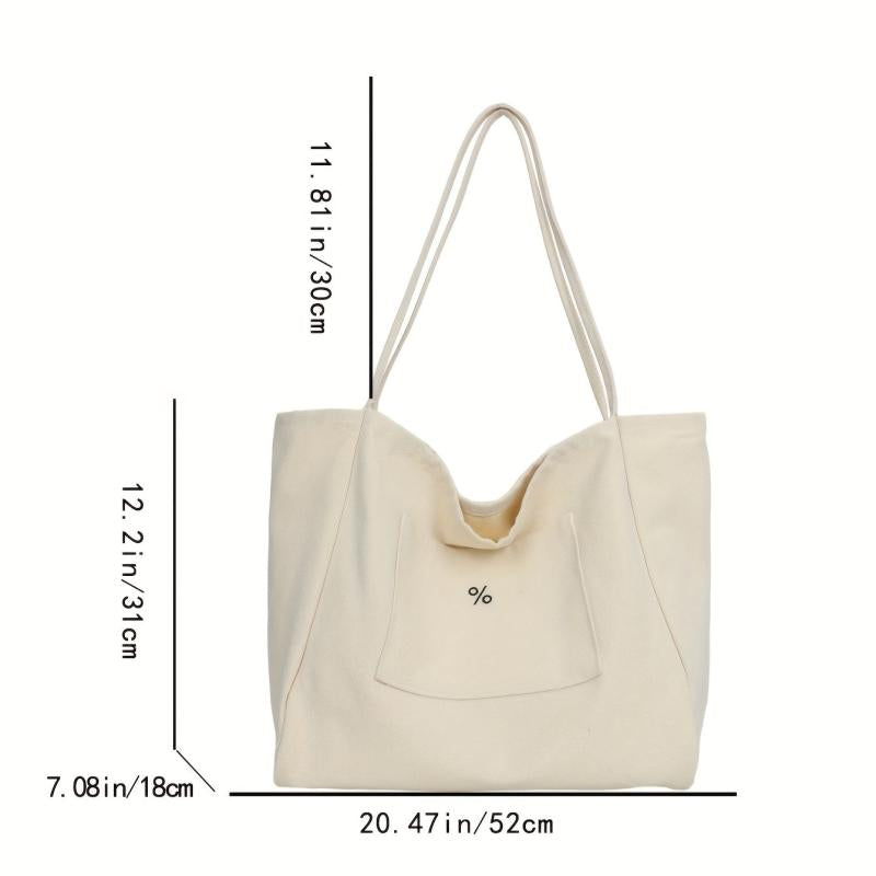 Minimalist Canvas Tote Shoulder Bag Large Capacity Lightweight Handbag