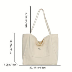 Minimalist Canvas Tote Shoulder Bag Large Capacity Lightweight Handbag