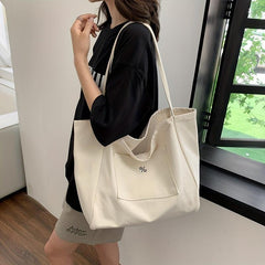 Minimalist Canvas Tote Shoulder Bag Large Capacity Lightweight Handbag