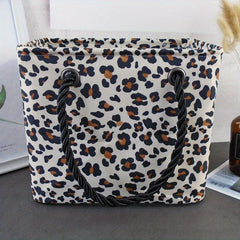 Leopard Pattern Tote Bag Women's Beach Bag with Fixed Straps
