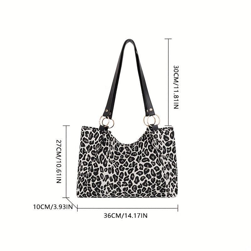 Leopard Pattern Tote Bag Canvas Shoulder Bag Large Capacity Handbag