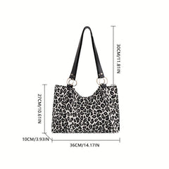 Leopard Pattern Tote Bag Canvas Shoulder Bag Large Capacity Handbag