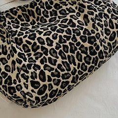 Leopard Pattern Tote Bag Canvas Shoulder Bag Large Capacity Handbag