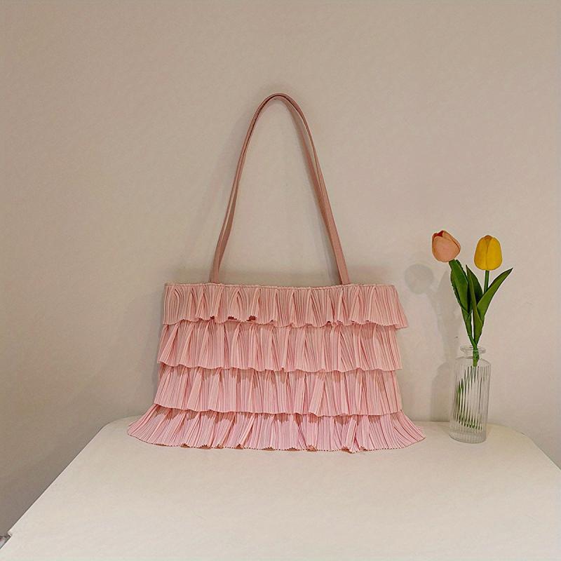 Boho Fringe Ruched Tote Bag for Women