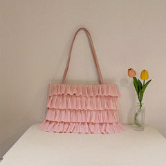 Boho Fringe Ruched Tote Bag for Women