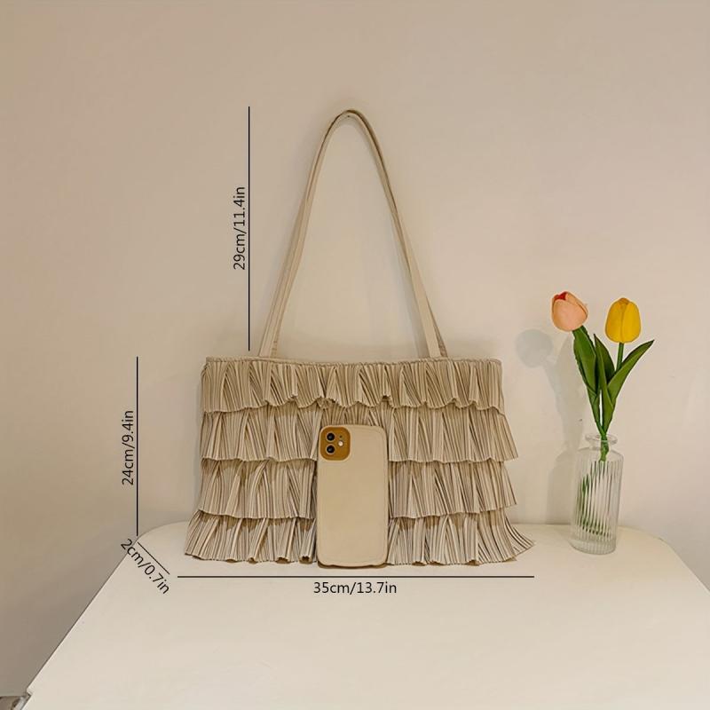 Boho Fringe Ruched Tote Bag for Women