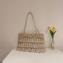 Boho Fringe Ruched Tote Bag for Women