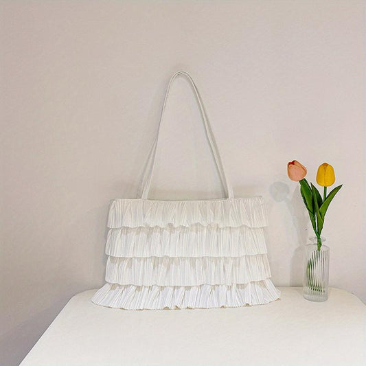 Boho Fringe Ruched Tote Bag for Women