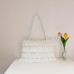 Boho Fringe Ruched Tote Bag for Women