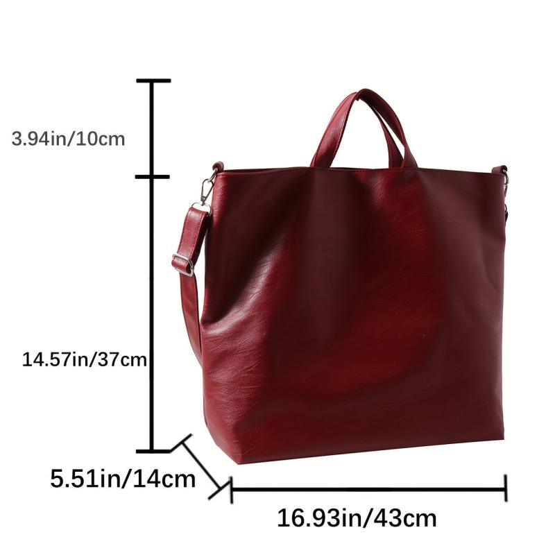Retro Style Tote Bag Large Capacity Crossbody Bag PU Leather Handbags