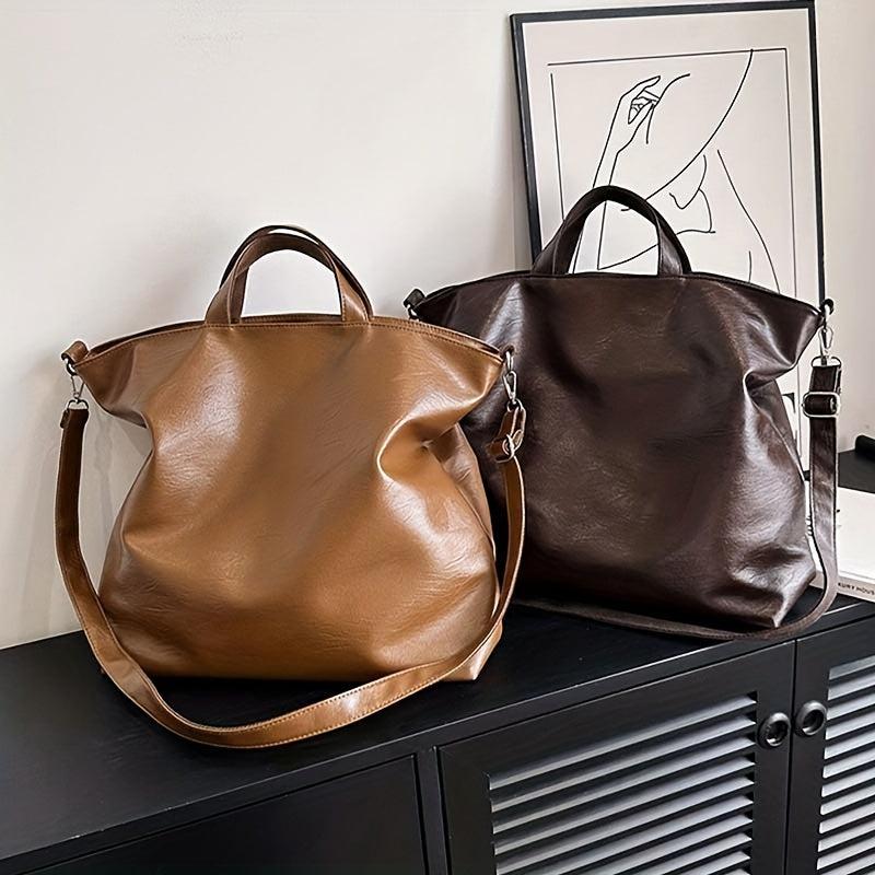 Retro Style Tote Bag Large Capacity Crossbody Bag PU Leather Handbags
