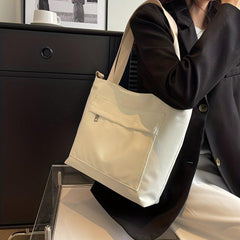 Solid Nylon Tote Bag Women's School & Work Handbag Large Capacity Crossbody Bag