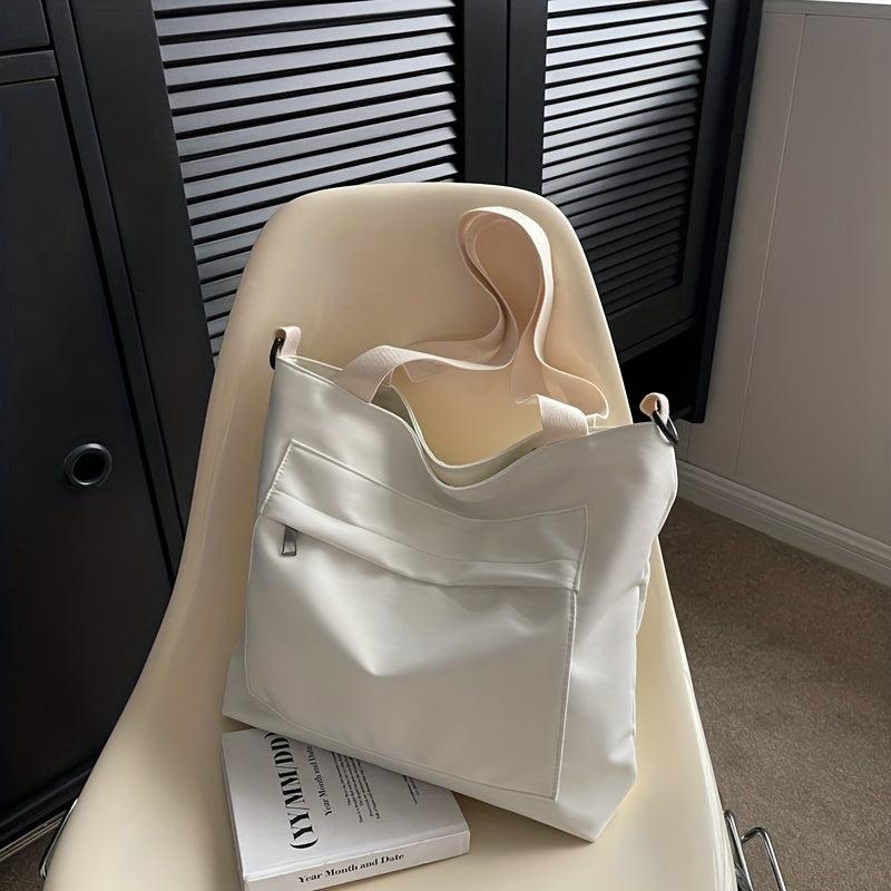 Solid Nylon Tote Bag Women's School & Work Handbag Large Capacity Crossbody Bag