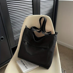 Solid Nylon Tote Bag Women's School & Work Handbag Large Capacity Crossbody Bag