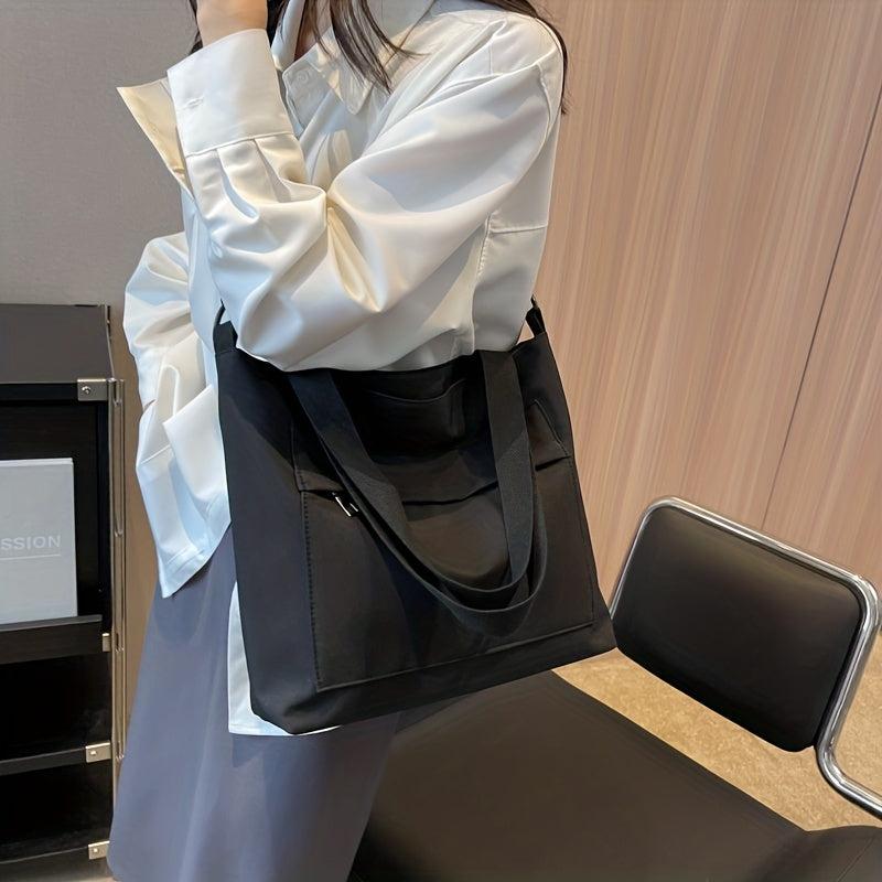 Solid Nylon Tote Bag Women's School & Work Handbag Large Capacity Crossbody Bag