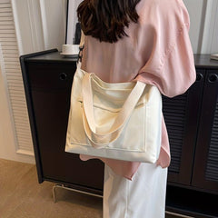 Solid Nylon Tote Bag Women's School & Work Handbag Large Capacity Crossbody Bag