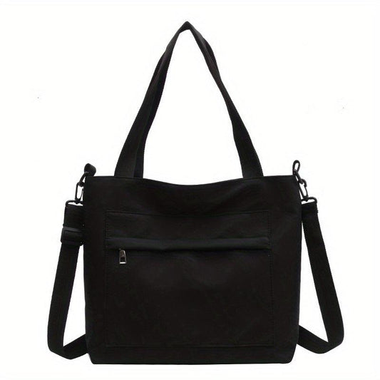 Solid Nylon Tote Bag Women's School & Work Handbag Large Capacity Crossbody Bag