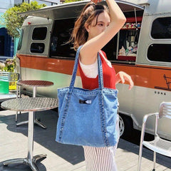 Stylish Denim Tote Bag for Work and School