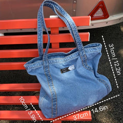 Stylish Denim Tote Bag for Work and School