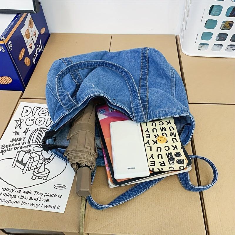 Stylish Denim Tote Bag for Work and School