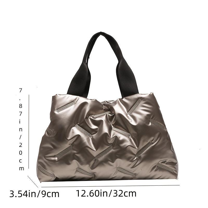 Stylish Puffer Tote Bag Women's Large Handbag Casual Bookbag