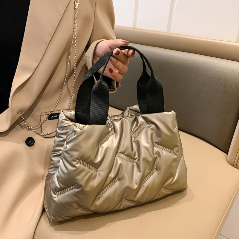 Stylish Puffer Tote Bag Women's Large Handbag Casual Bookbag