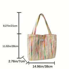 Colorful Striped Canvas Tote Bag Shoulder Bag Lightweight