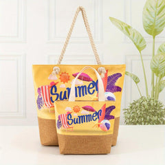 Pattern Stitching Tote Bag All Match Versatile Storage Bag For Beach Travel