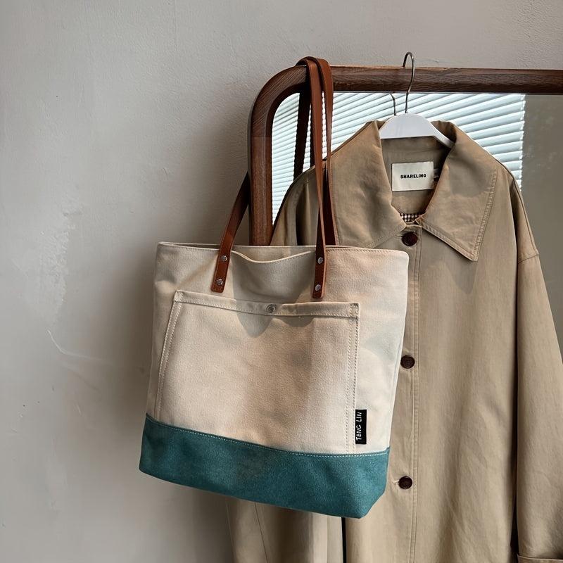 Canvas Tote Bag, Durable Lightweight Shoulder Bag, Commuter Bag