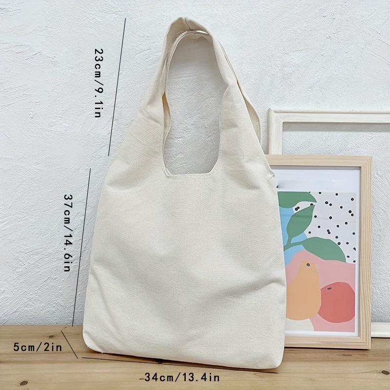 Butterfly Print Canvas Tote Bag Large Capacity Shoulder Bag