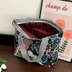 Ethnic Style Embroidery Tote Bag Vintage Canvas Shoulder Bag Large Capacity