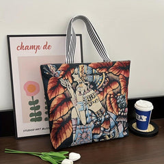 Ethnic Style Embroidery Tote Bag Vintage Canvas Shoulder Bag Large Capacity