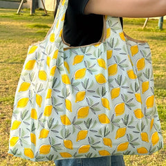 Fruit Pattern Foldable Tote Bag Lightweight Nylon Large Capacity Shopping Bag